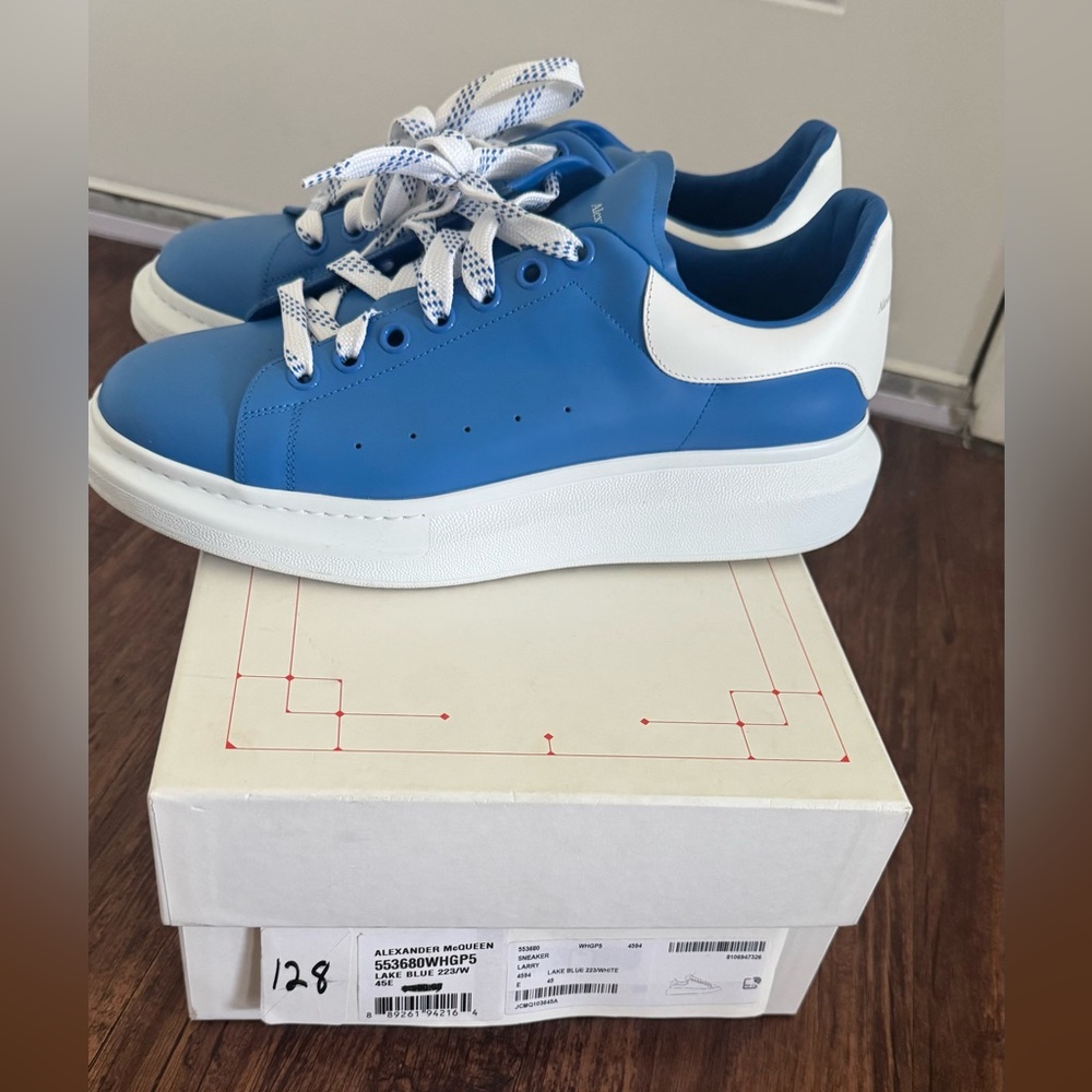 Alexander McQueen Azure and White Leather Sneakers